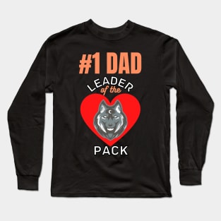 Number 1 Dad Leader Of The Pack Wolf Head Wolves Father's Day Dad Gifts Long Sleeve T-Shirt